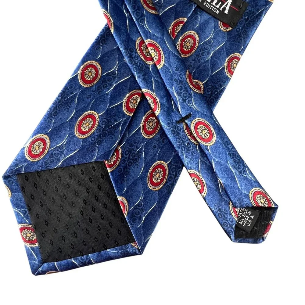 VTG Biella Premier Edition Mens Tie Silk Medallion Geometric Classic USA 90s